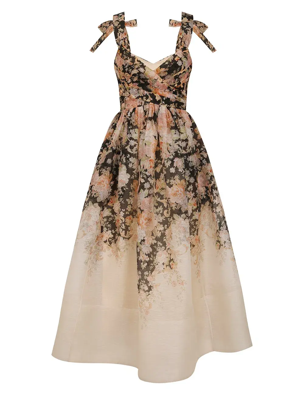 Zimmermann Illustration Midi Dress Tea Rococo Floral Size 1 / AU 8 for rent on The Volte - main image