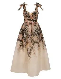 Zimmermann Illustration Midi Dress Tea Rococo Floral Size 1 / AU 8 for rent on The Volte - image 2