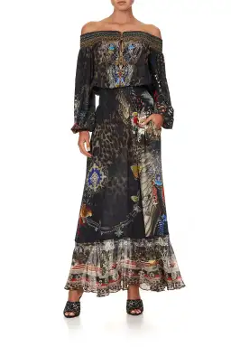 Camilla Treasure Chaser Off Shoulder Shirred Dress Print Size XXL / AU 18 for rent on The Volte - image 1