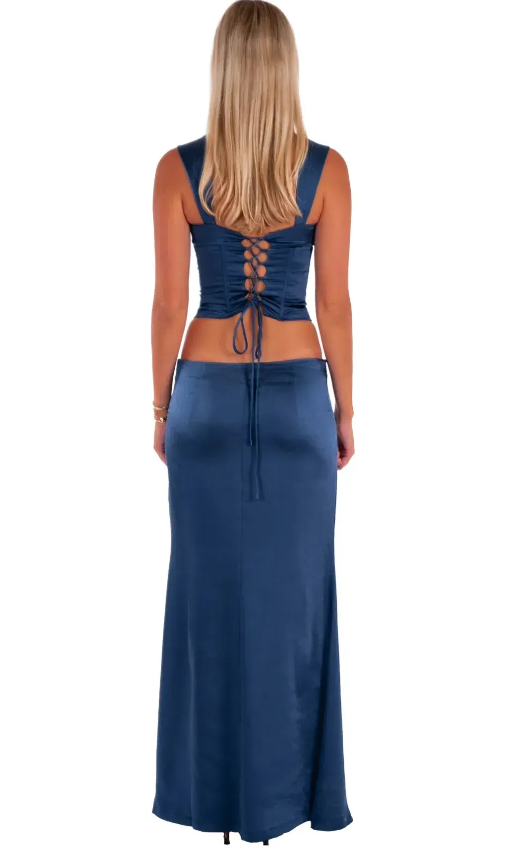 I Am Delilah Valerie Corset and Maxi Skirt Set in Midnight Blue Size M / AU 10 for rent on The Volte - main image