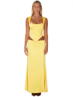 I Am Delilah Valerie Corset and Maxi Skirt Set in Daffodil Yellow Size M / AU 10 for rent on The Volte - image 1