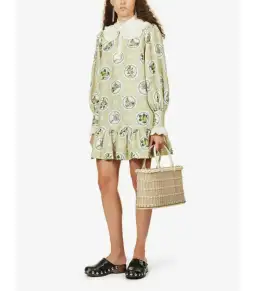 Alémais Sofia Mini Dress in Olive Size AU 14