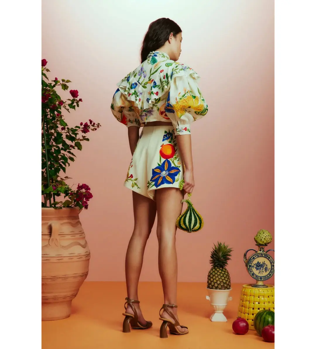 Alemais Flores High Waisted Short and Scarf Top Set Print Size AU 8 for rent on The Volte - main image