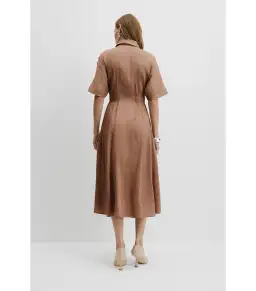 Country Road Cinched Shirt Dress in Nutmeg Size 12 for rent on The Volte - image 5