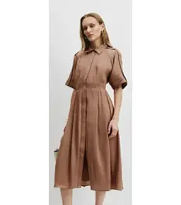 Country Road Cinched Shirt Dress in Nutmeg Size 12 for rent on The Volte - image 2