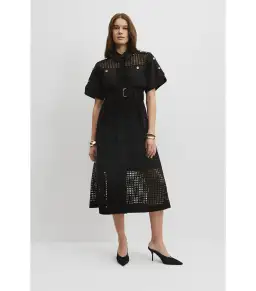 Country Road Utility Mesh Midi Dress Black Size 12 for rent on The Volte - image 1
