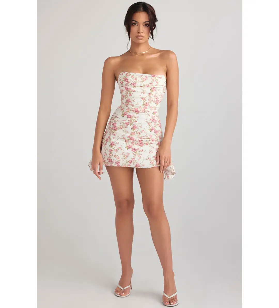 House of CB Jasmine Draped Corset Dress Rose Print Size 6 for rent on The Volte - main image