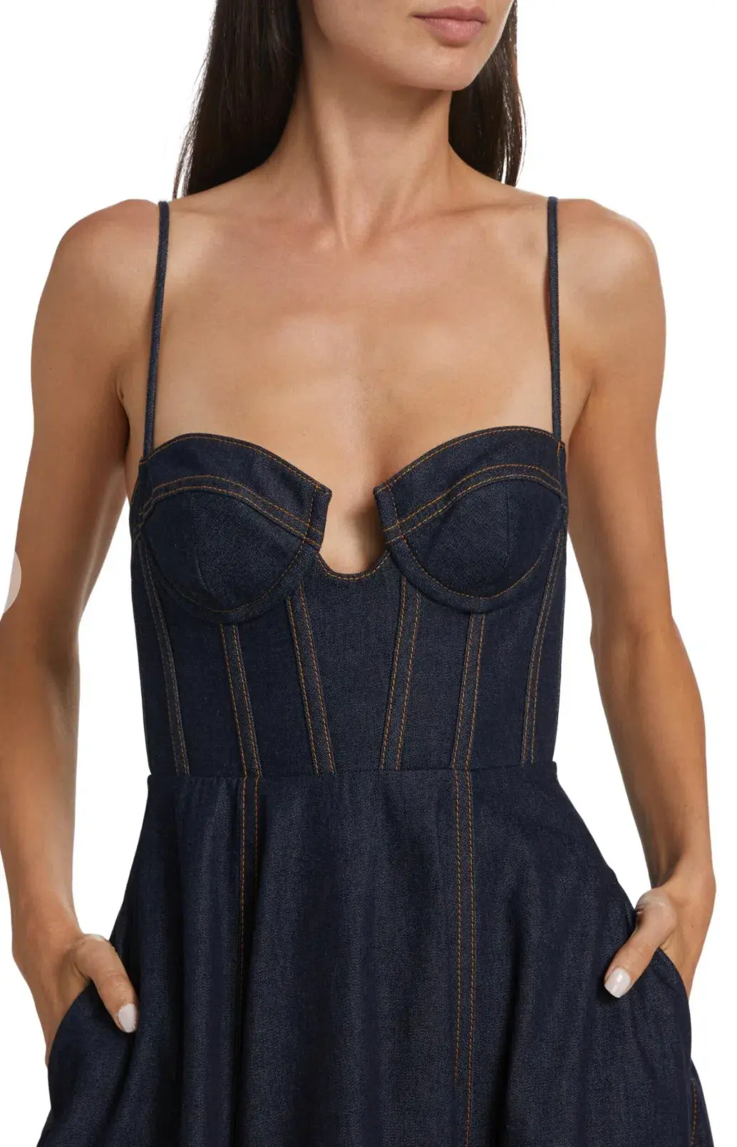 Zimmermann Crush Denim Bustier Midi Dress Navy Size 0P/Au 6 for rent on The Volte - main image