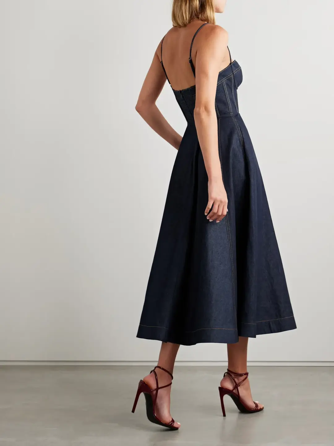 Zimmermann Crush Denim Bustier Midi Dress Navy Size 0P/Au 6 for rent on The Volte - main image
