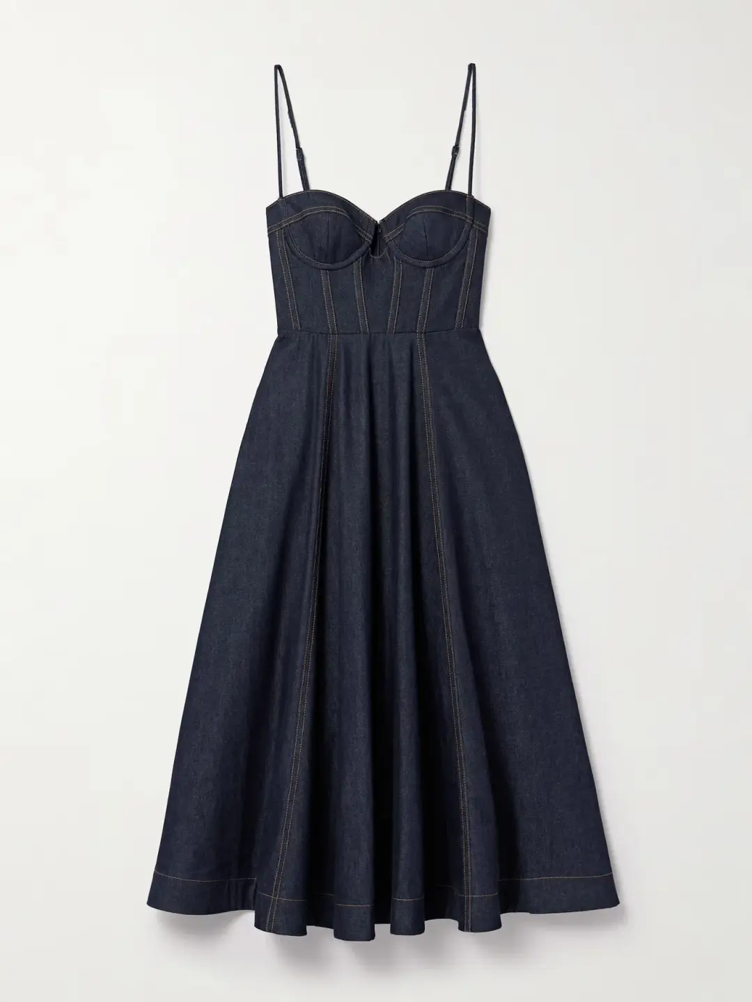 Zimmermann Crush Denim Bustier Midi Dress Navy Size 0P/Au 6 for rent on The Volte - main image
