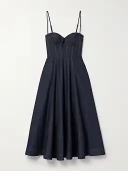 Zimmermann Crush Denim Bustier Midi Dress Navy Size 0P/Au 6 for rent on The Volte - image 6