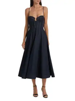 Zimmermann Crush Denim Bustier Midi Dress Navy Size 0P/Au 6 for rent on The Volte - image 3
