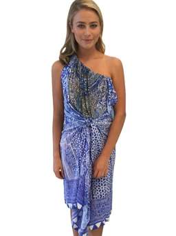 Camilla Bosphorous Drawstring Dress Blue - One Size