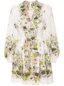 Zimmermann Halliday Plunge Mini Dress Cream/Floral Size 3 /Au 14 for rent on The Volte - image 4