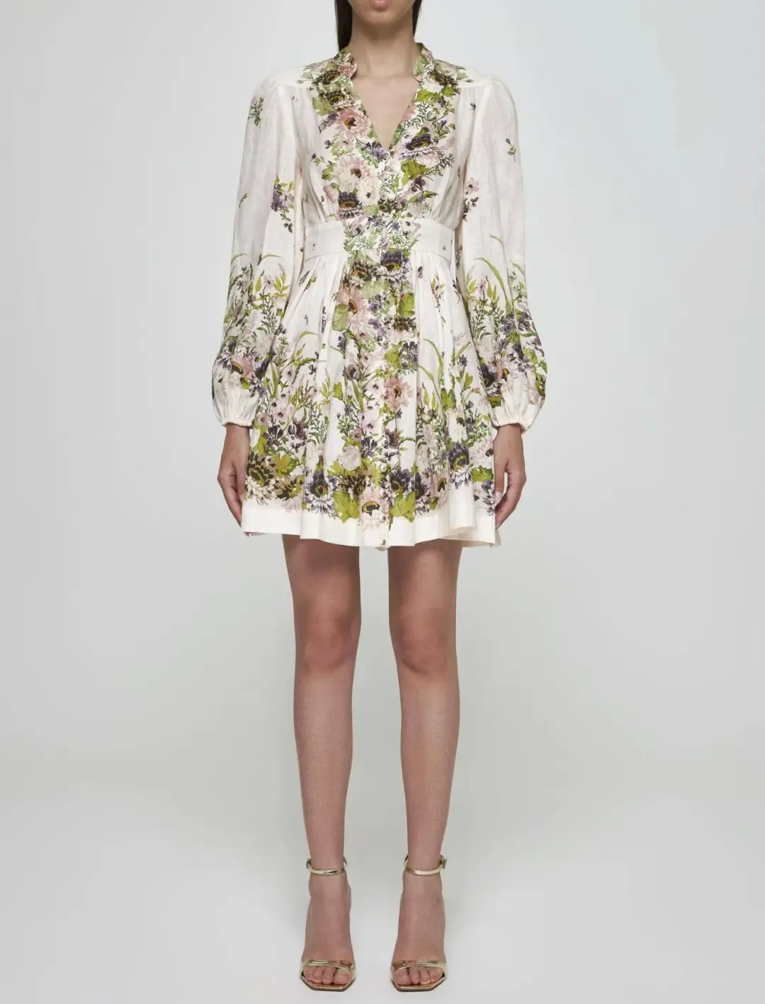 Zimmermann Halliday Plunge Mini Dress Cream/Floral Size 3 /Au 14 for rent on The Volte - main image