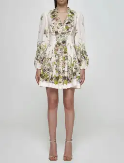 Zimmermann Halliday Plunge Mini Dress Cream/Floral Size 3 /Au 14 for rent on The Volte - image 1