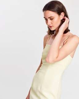 By Johnny Sorbet Yellow Structured Strappy Midi Dress Size 10 for rent on The Volte - image 2