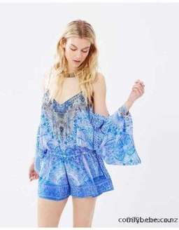 Camilla Bosphorous Drop shoulder playsuit blue size 10 for rent on The Volte - image 1