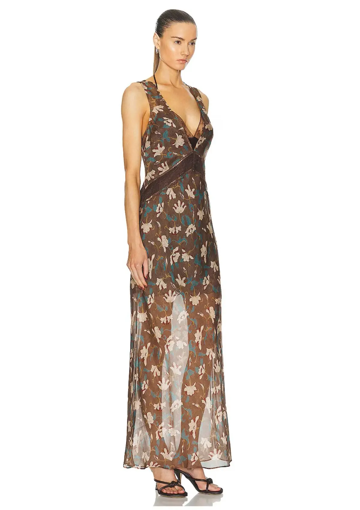 Sir the Label The Avellino Lace Layered Dress in Chocolate Fiore Print Size 0 / AU 6 - Image 1