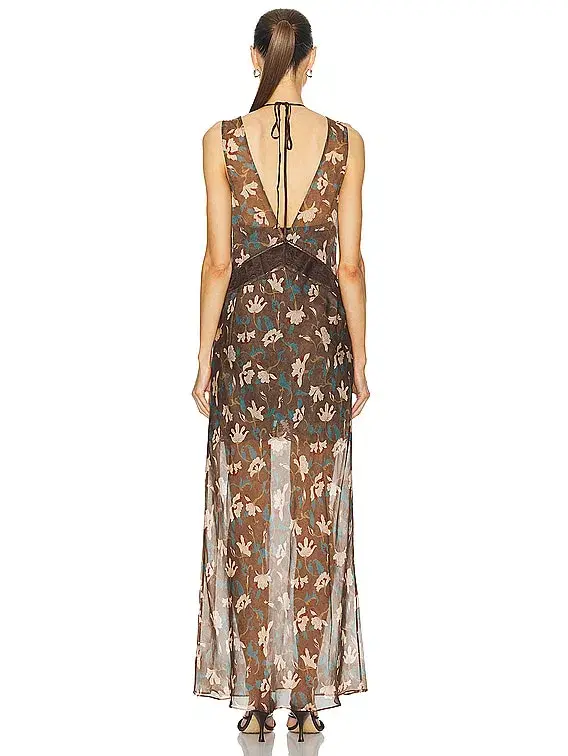 Sir the Label The Avellino Lace Layered Dress in Chocolate Fiore Print Size 0 / AU 6 - Image 3