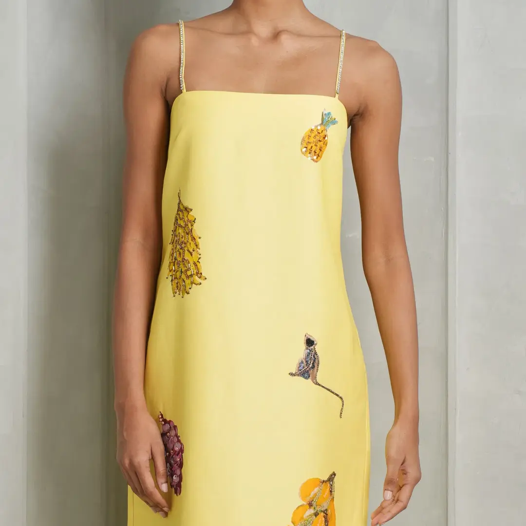 Alemais Diamond Dancer Midi Dress Yellow Size 10 for rent on The Volte - main image