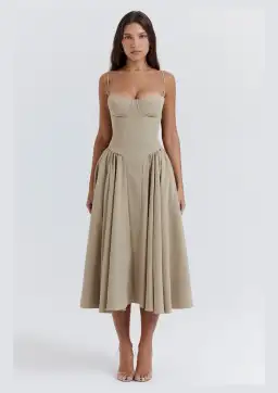 House of CB Samaria Corset Sun Dress Taupe Size 14