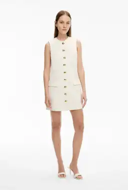 Witchery Button Detail Mini Dress Fresh White Size 6 for rent on The Volte - image 1