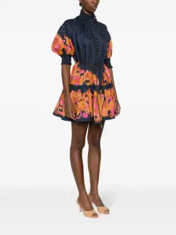 Zimmermann Acadian Lantern Ramie Mini Dress Navy Paisley Size 3 / AU 14 for rent on The Volte - image 1