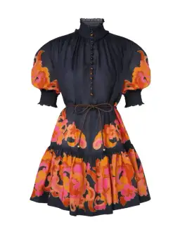 Zimmermann Acadian Lantern Ramie Mini Dress Navy Paisley Size 3 / AU 14 for rent on The Volte - image 5