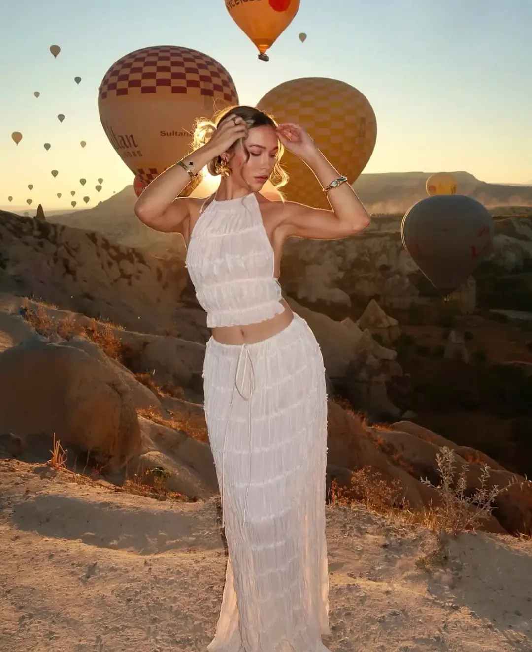 Arcina Ori Juliette Halter Top & Maxi Skirt Set Warm Cream Size S / AU 8 for rent on The Volte - main image