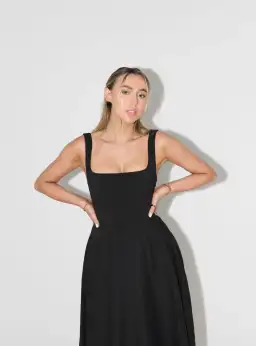 Odd Muse The Ultimate Muse High Waist Square Neck Midi Dress Black Size 18 for rent on The Volte - image 4