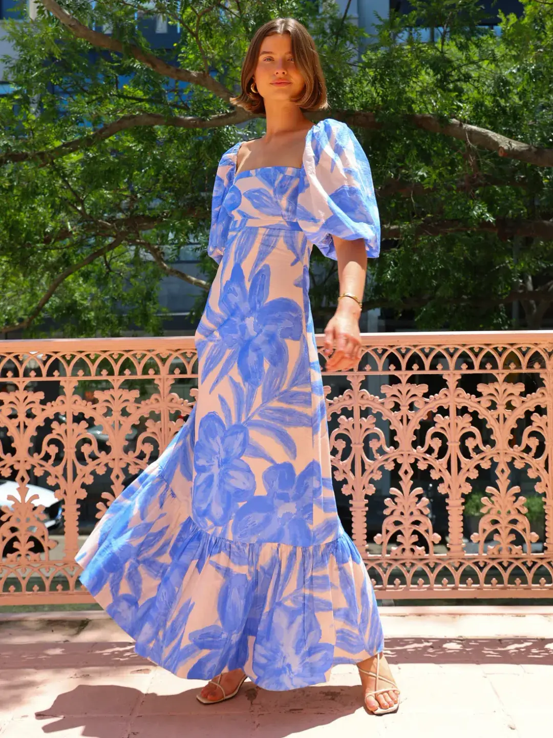 By Nicola Camille Maxi Dress in Blue Lagoon Size AU 8 for rent on The Volte - main image