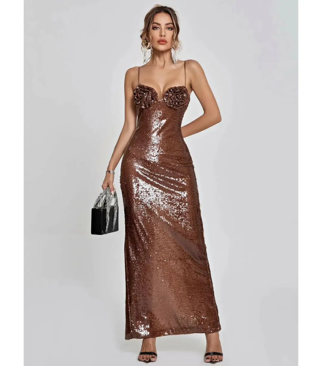Mew Mews Lorelei Dress Brown Sequin Size S/M for rent on The Volte - main image