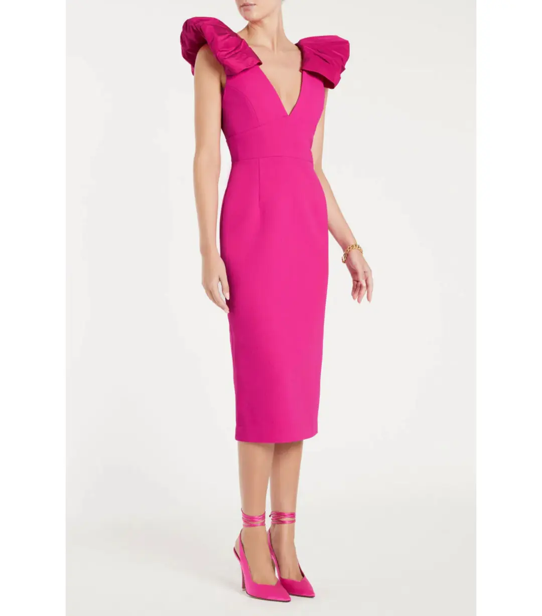 Rebecca Vallance Cupid's Bow Midi Dress Pink Size AU 10 for rent on The Volte - main image