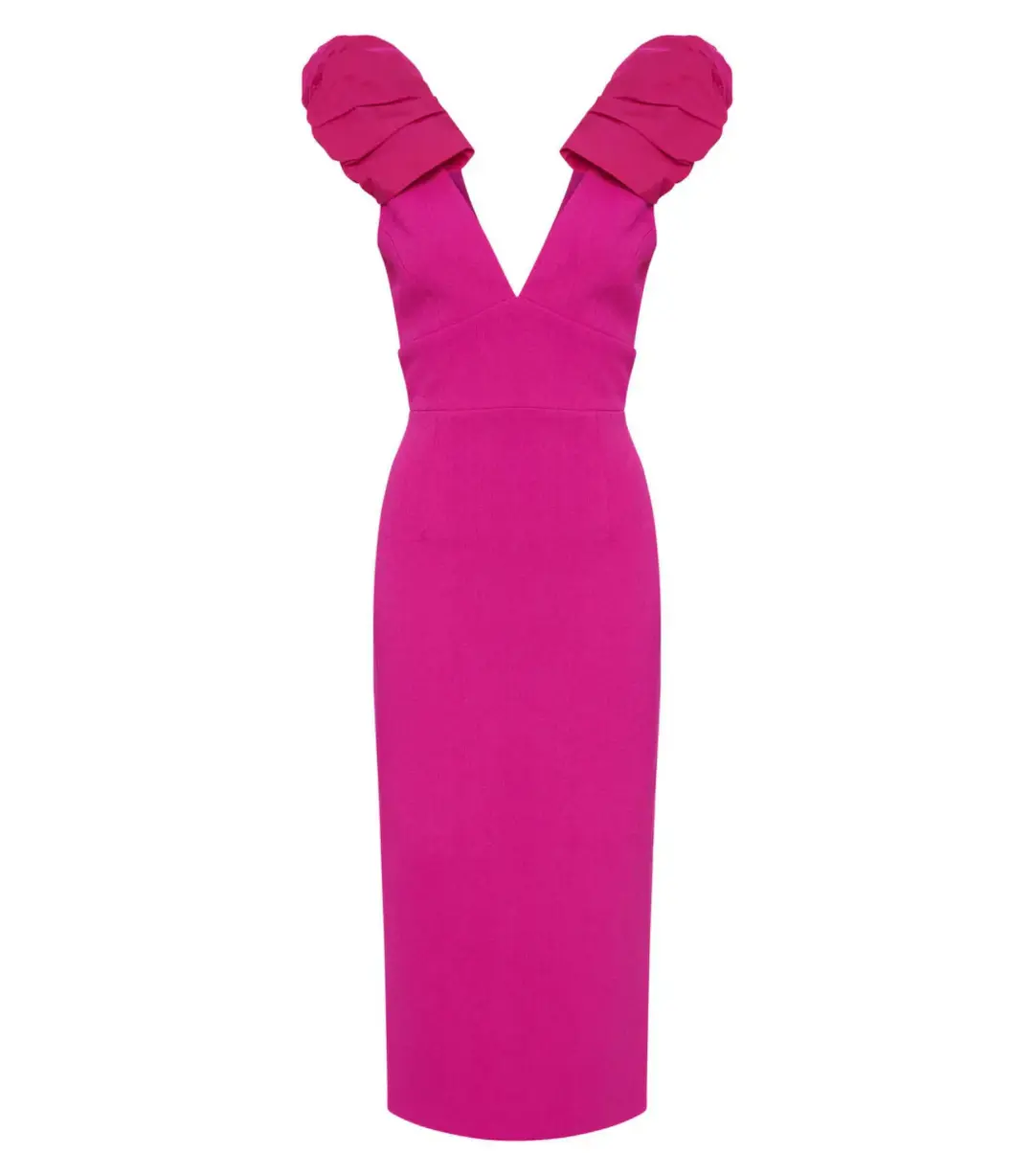 Rebecca Vallance Cupid's Bow Midi Dress Pink Size AU 10 for rent on The Volte - main image