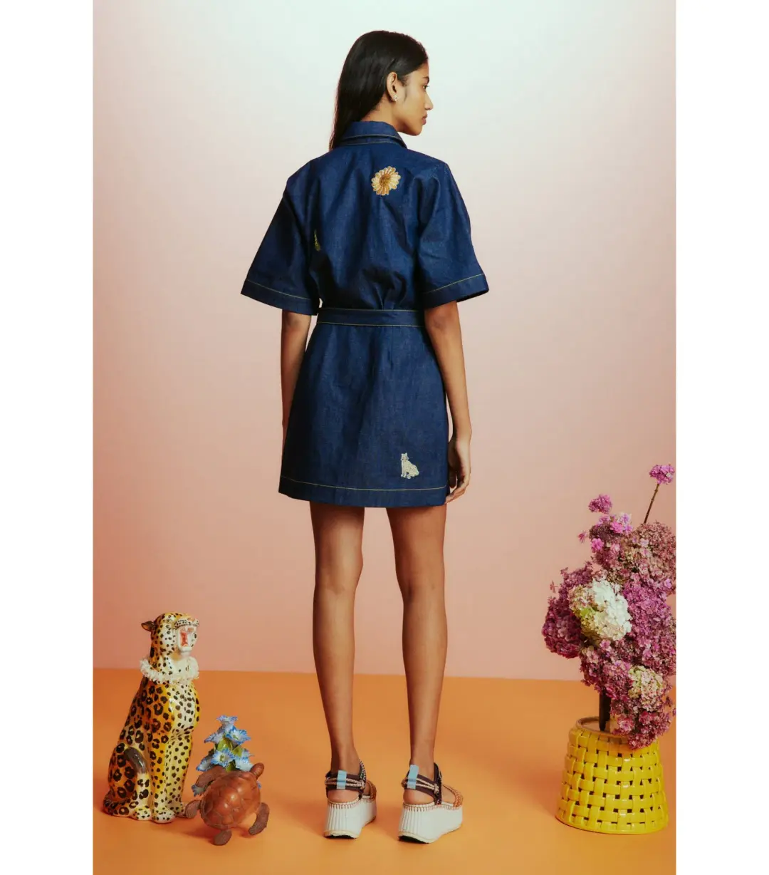 Alemais Jada Mini Dress Denim Blue Size AU 8 for rent on The Volte - main image