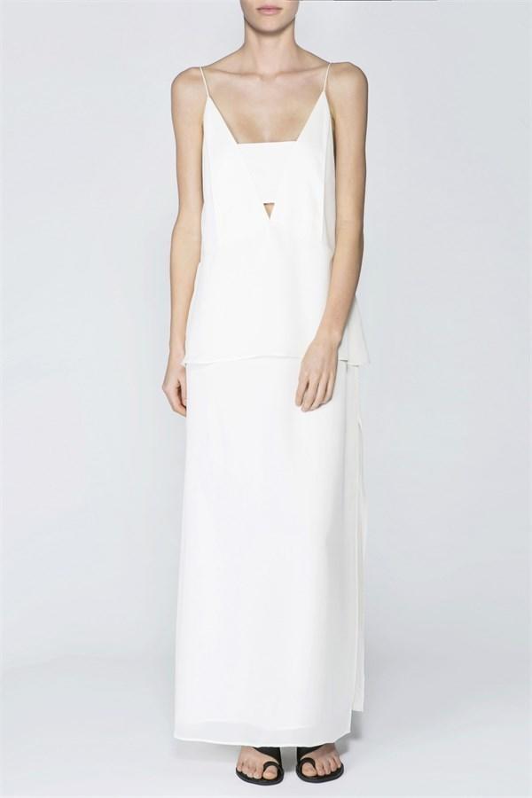 Acler Earle Cami Layered Midi Dress White 8 for rent on The Volte - main image
