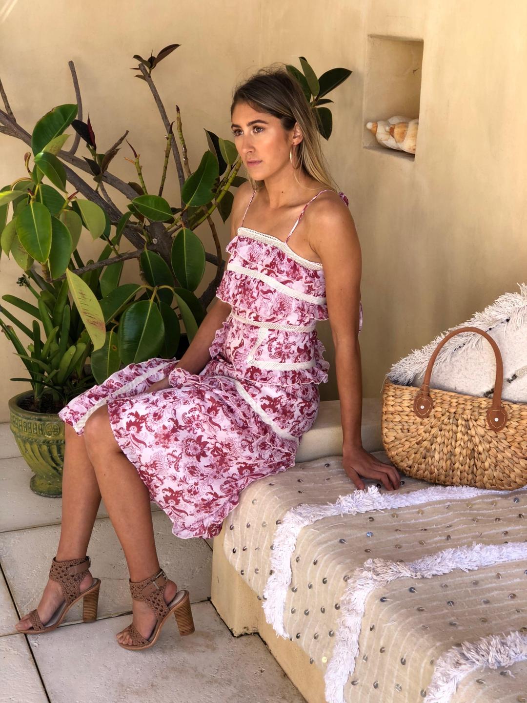 Stevie May British India Tie Midi Dress Pink 8 for rent on The Volte - main image