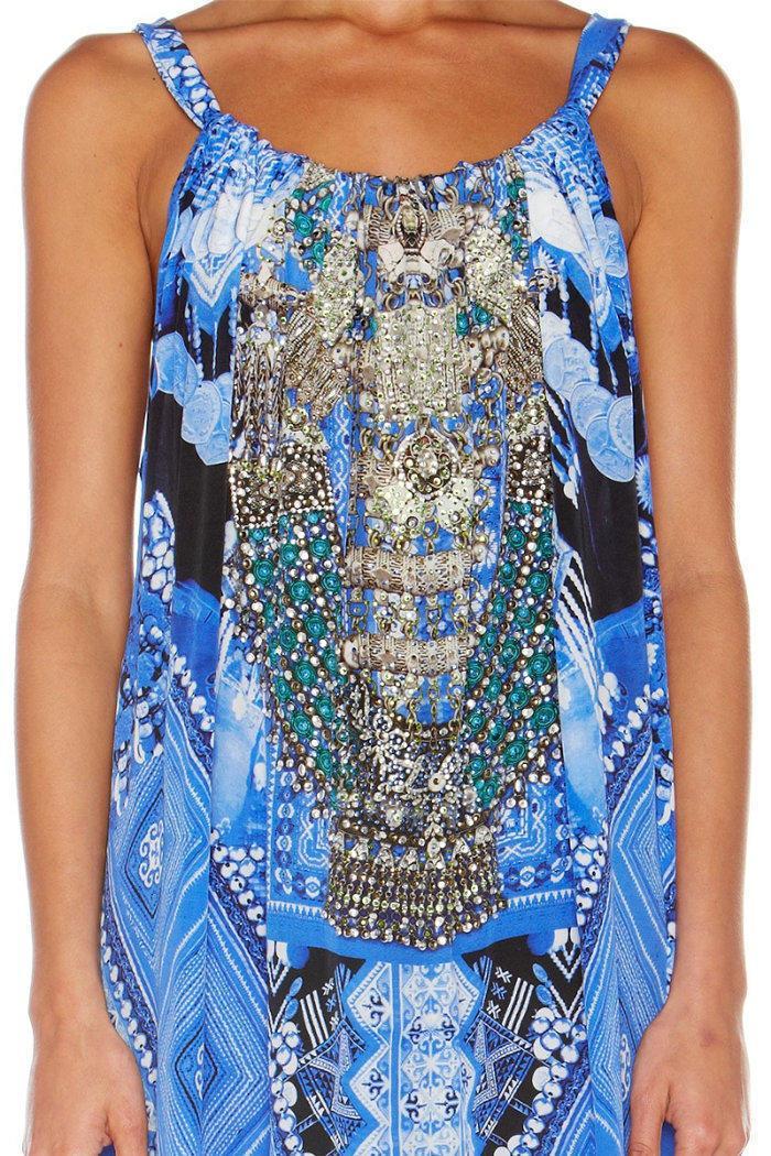 Camilla A World Between The Warp Dress Blue Print Size 12 for rent on The Volte - main image