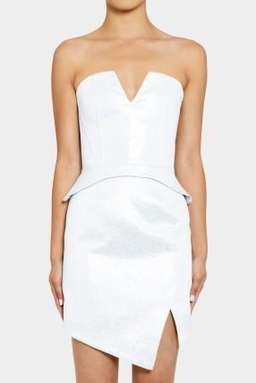 Nicholas Foil Jacquard Strapless Dress White 6 for rent on The Volte - image 1