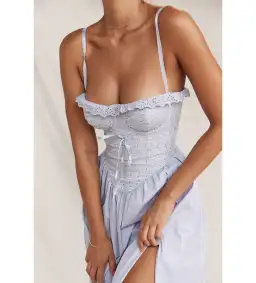 House Of CB Jaime Sundress Soft Blue Cotton Broderie Anglais Size M/Au 10 for rent on The Volte - image 3