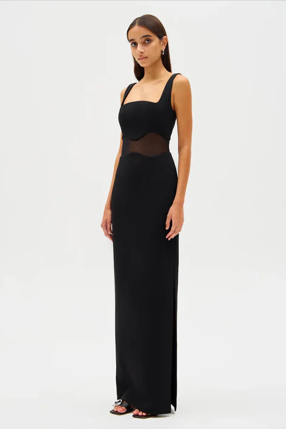 MISHA Damita Bonded Crepe Maxi Dress Black Size 10/M for rent on The Volte - main image