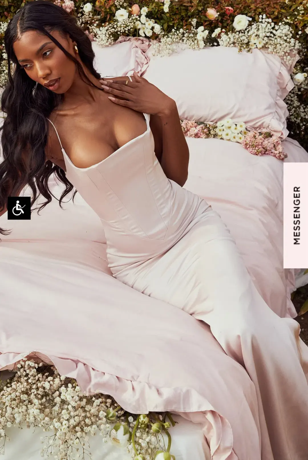 House of CB Olivette CRYSTAL SATIN CORSET MAXI DRESS Size M for rent on The Volte - main image