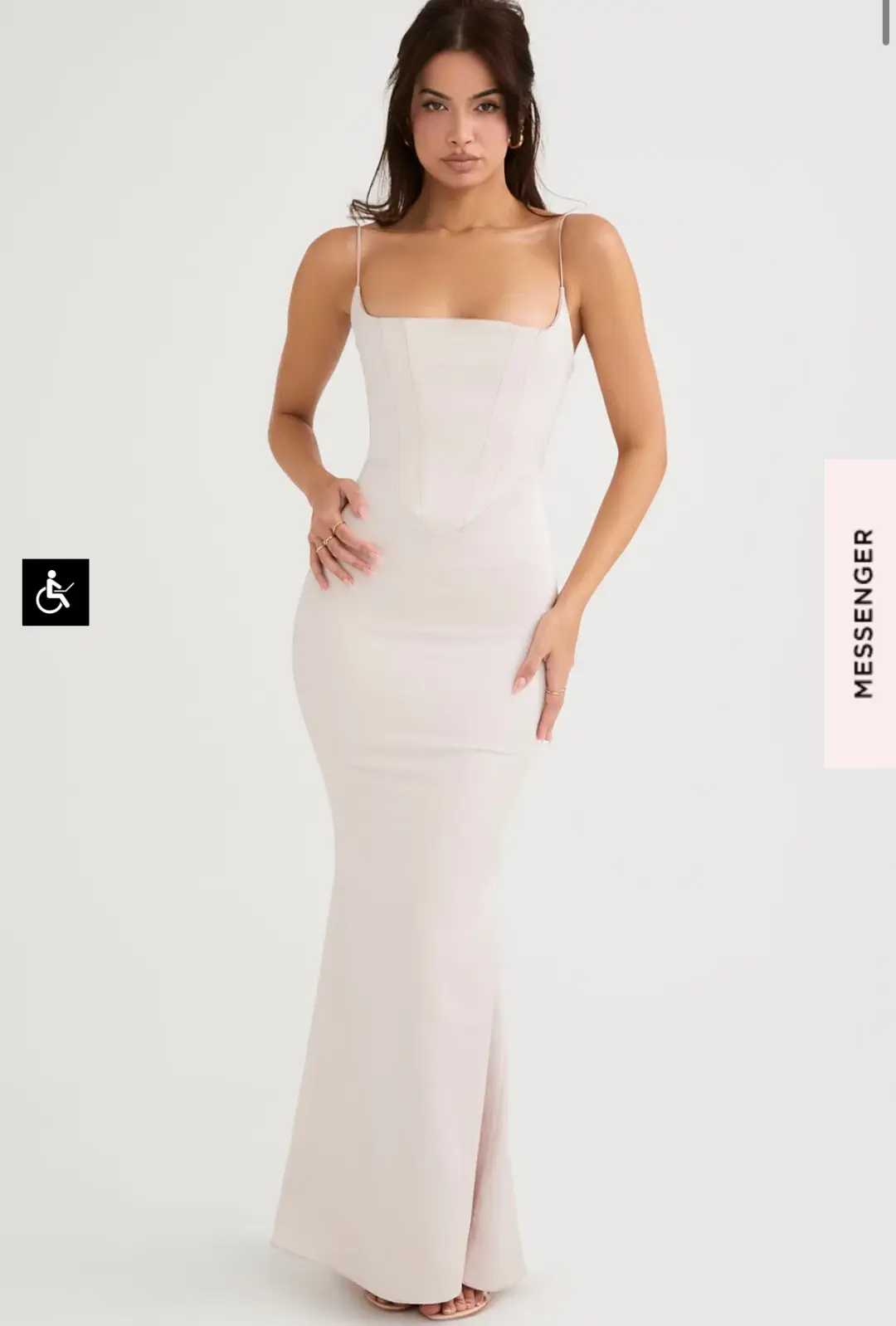 House of CB Olivette CRYSTAL SATIN CORSET MAXI DRESS Size M for rent on The Volte - main image