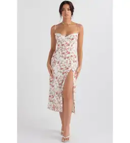House Of Cb Charlotte Corset Midi Sundress Rose Print Size M/AU 10 for rent on The Volte - image 1