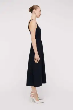 Scanlan Theodore Crepe Knit Square Neck Dress Navy Size 8 for rent on The Volte - image 3