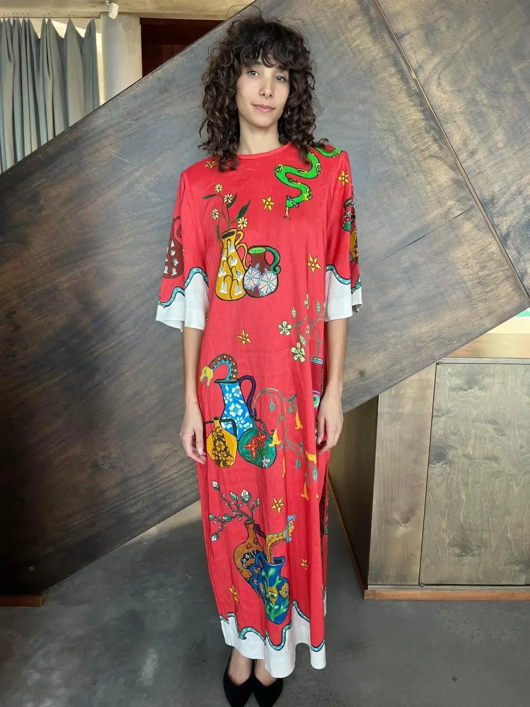 Alemais Rose Tee Dress in Red Print Size AU 8 for rent on The Volte - main image