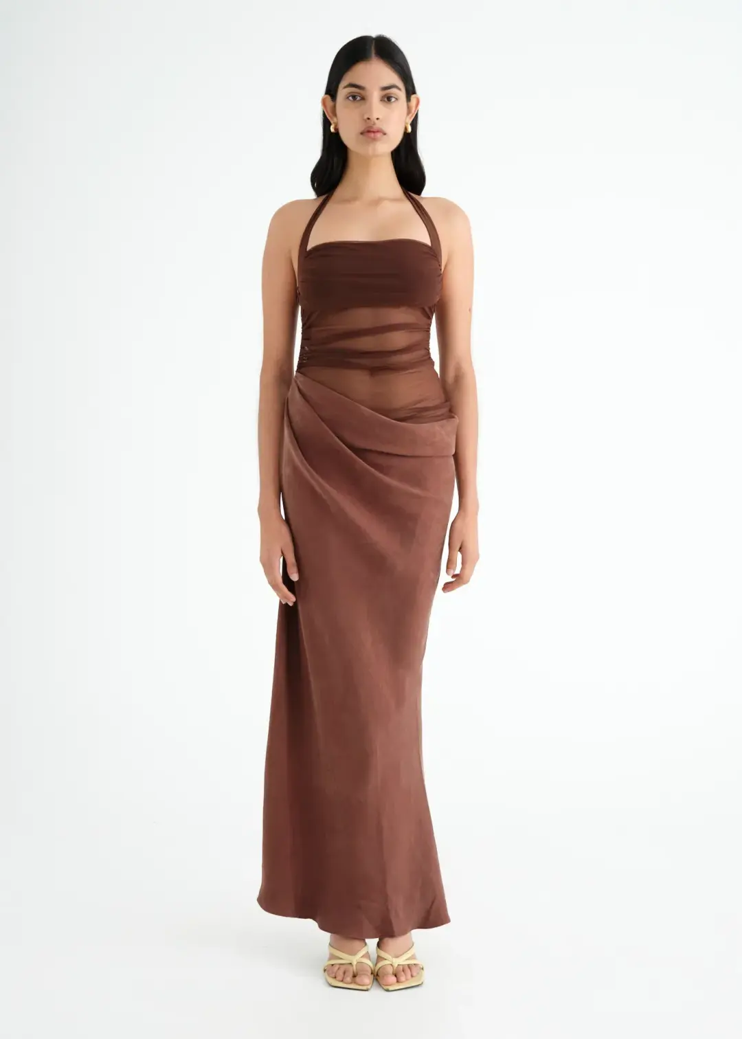 Benni Gina Maxi Dress Brown Size AU 10 for rent on The Volte - main image
