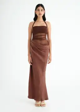 Benni Gina Maxi Dress Brown Size AU 10 for rent on The Volte - image 1