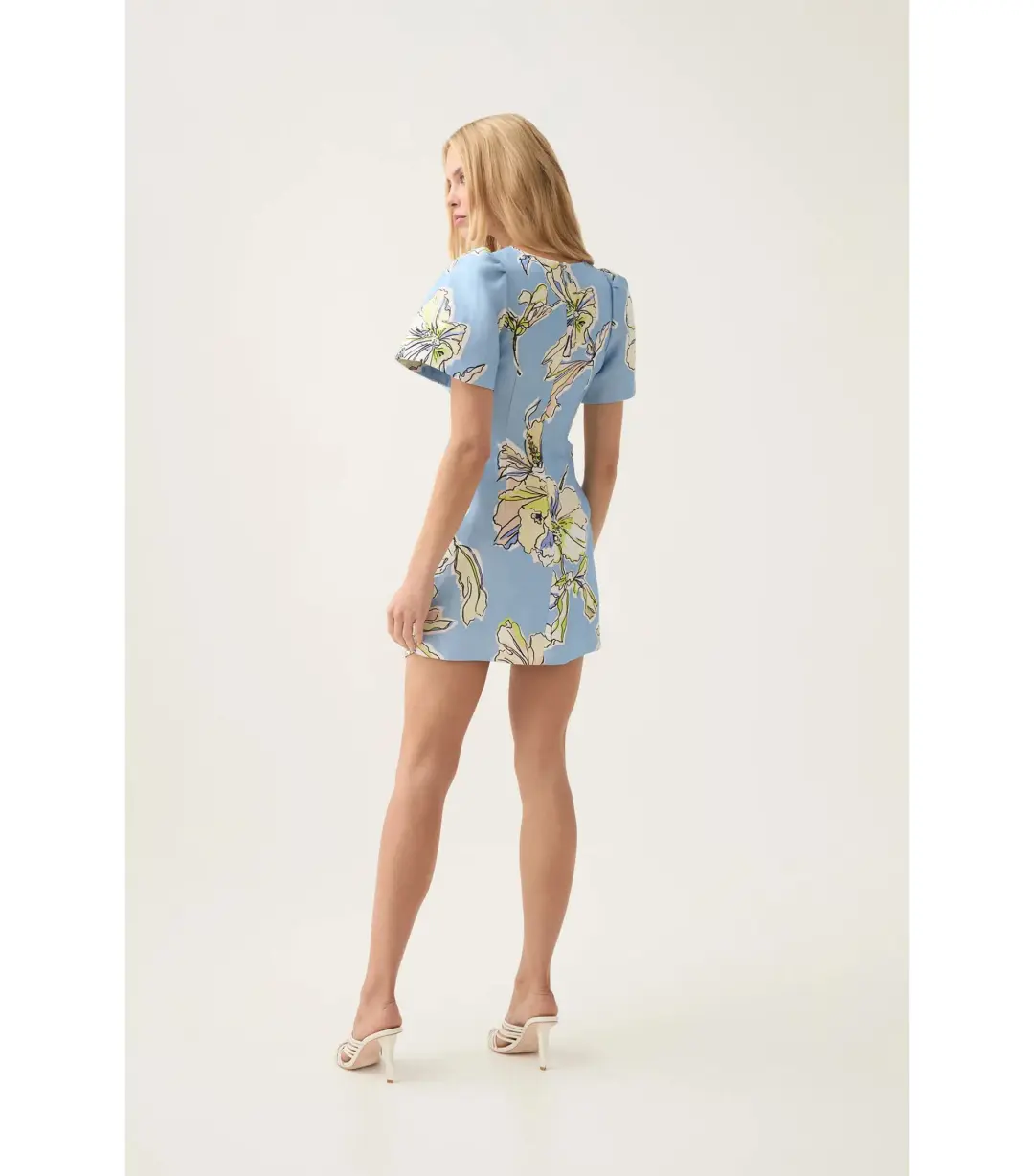 Aje Presence Twisted Mini Dress in Blue Hibiscus Size AU 12 for rent on The Volte - main image